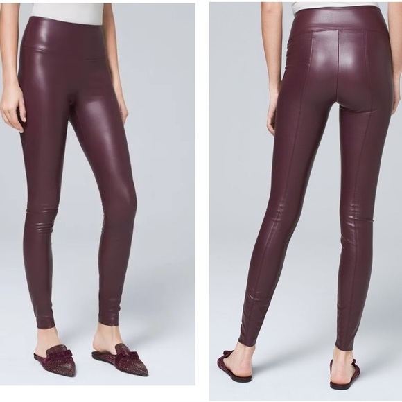 WHBM Faux Leather The Runway Legging Oxblood 10 - Picture 1 of 12